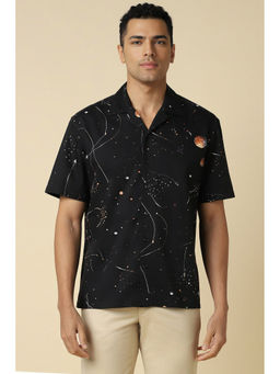 Allen Solly - Men Black Relaxed Fit Print Half Sleeves Casual Shirt