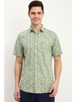 Allen Solly - Men Green Slim Fit Print Half Sleeves Casual Shirt