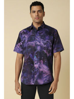 Allen Solly - Men Purple Slim Fit Print Half Sleeves Casual Shirt