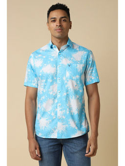 Allen Solly - Men Blue Slim Fit Print Half Sleeves Casual Shirt