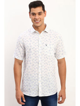 Allen Solly - Men White Slim Fit Print Half Sleeves Casual Shirt