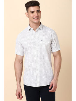 Allen Solly - Men White Slim Fit Print Half Sleeves Casual Shirt