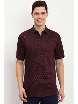 Allen Solly - Men Purple Slim Fit Print Half Sleeves Casual Shirt
