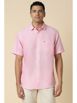 Allen Solly - Men Pink Slim Textured Half Sleeves Casual Shirt