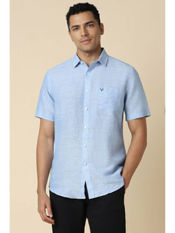 Allen Solly - Men Blue Slim Textured Half Sleeves Casual Shirt
