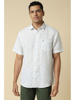 Allen Solly - Men White Slim Fit Floral Print Half Sleeves Casual Shirt