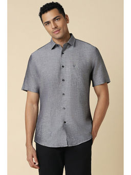 Allen Solly - Men Grey Slim Fit Solid Half Sleeves Casual Shirt