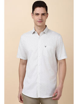 Allen Solly - Men Off White Slim Print Half Sleeves Casual Shirt