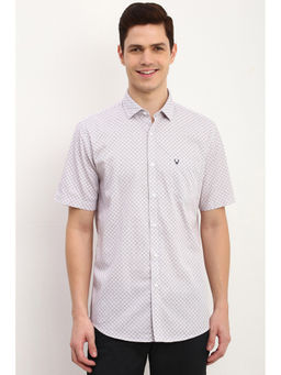 Allen Solly - Men White Slim Print Half Sleeves Casual Shirt