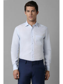 Louis Philippe - Men Blue Regular Fit Self Design Full Sleeves Formal Shirt