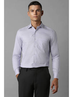 Louis Philippe - Men Lavender Regular Fit Checks Full Sleeves Formal Shirt
