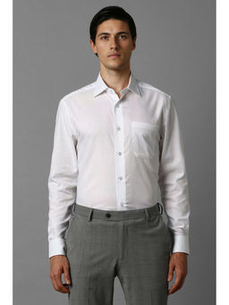Louis Philippe - Men White Regular Fit Self Design Full Sleeves Formal Shirt