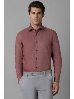 Louis Philippe - Men Maroon Regular Fit Print Full Sleeves Formal Shirt