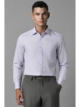 Louis Philippe - Men Lavender Regular Fit Checks Full Sleeves Formal Shirt