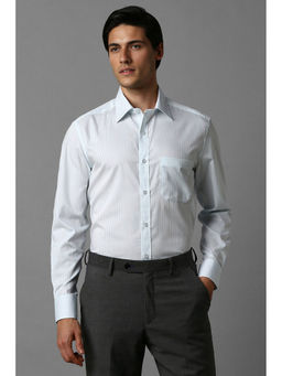 Louis Philippe - Men Blue Regular Fit Stripes Full Sleeves Formal Shirt