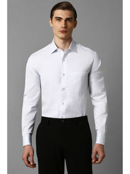 Louis Philippe - Men White Regular Fit Self Design Full Sleeves Formal Shirt