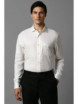 Louis Philippe - Men Cream Self Design Regular Fit Full Sleeves Formal Shirt
