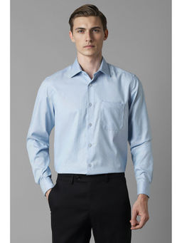 Louis Philippe - Men Blue Regular Fit Textured Full Sleeves Formal Shirt