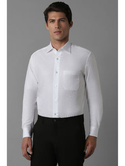 Louis Philippe - Men White Regular Fit Self Design Full Sleeves Formal Shirt