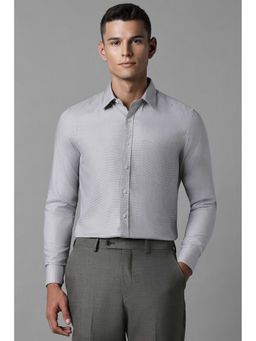 Louis Philippe - Men Grey Slim Fit Textured Full Sleeves Formal Shirt