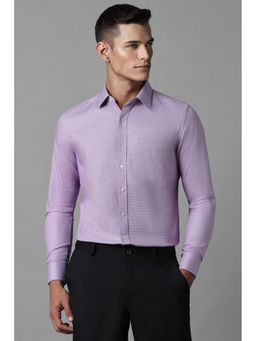 Louis Philippe - Men Purple Slim Fit Textured Full Sleeves Formal Shirt