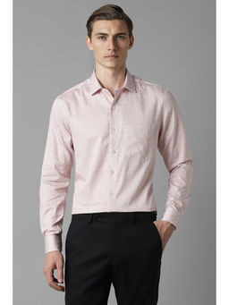 Louis Philippe - Men Pink Slim Fit Print Full Sleeves Formal Shirt