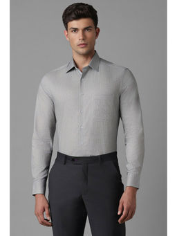 Louis Philippe - Men Grey Slim Fit Print Full Sleeves Formal Shirt