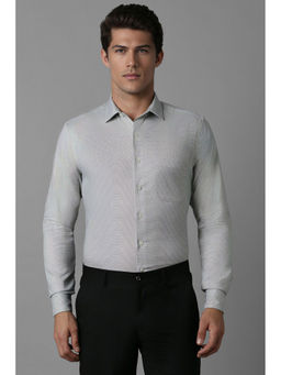 Louis Philippe - Men Grey Slim Fit Checks Full Sleeves Formal Shirt