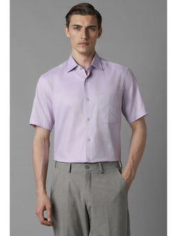 Louis Philippe - Men Lavender Regular Fit Textured Half Sleeves Formal Shirt