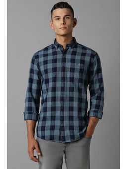 Louis Philippe - Men Blue Slim Fit Checks Full Sleeves Casual Shirt