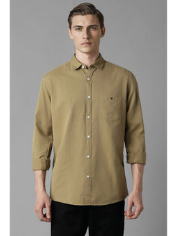 Louis Philippe - Men Brown Slim Fit Solid Full Sleeves Casual Shirt