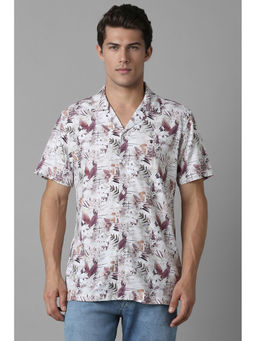 Louis Philippe - Men Purple Slim Fit Floral Print Half Sleeves Casual Shirt