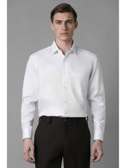 Louis Philippe - Men White Regular Fit Self Design Full Sleeves Formal Shirt
