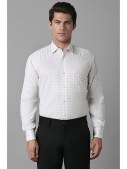 Louis Philippe - Men White Regular Fit Checks Full Sleeves Formal Shirt