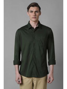 Louis Philippe - Men Green Regular Fit Solid Full Sleeves Casual Shirt