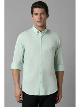 Louis Philippe - Men Green Regular Fit Textured Full Sleeves Casual Shirt