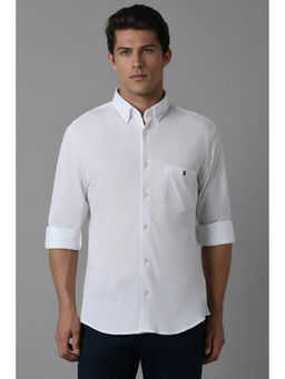Louis Philippe - Men White Regular Fit Textured Full Sleeves Casual Shirt