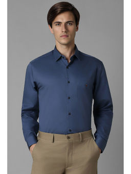 Louis Philippe - Men Navy Blue Slim Fit Solid Full Sleeves Casual Shirt