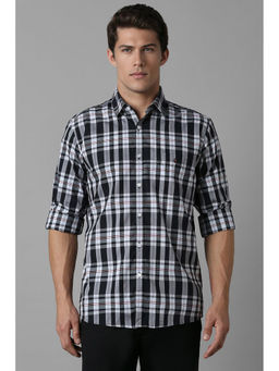 Louis Philippe - Men Black Slim Fit Checks Full Sleeves Casual Shirt