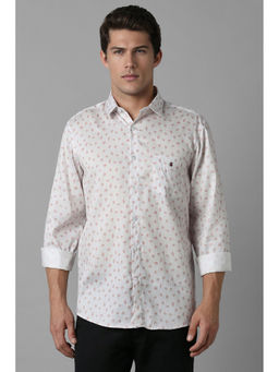 Louis Philippe - Men White Slim Fit Print Full Sleeves Casual Shirt