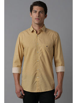 Louis Philippe - Men Yellow Super Slim Fit Print Full Sleeves Casual Shirt