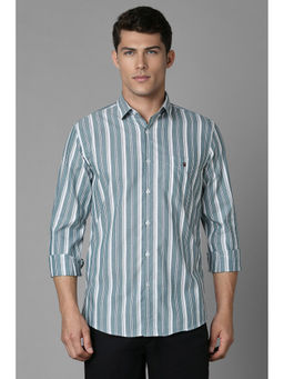Louis Philippe - Men Grey Super Slim Fit Stripes Full Sleeves Casual Shirt