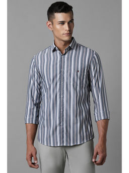 Louis Philippe - Men Grey Super Slim Fit Stripes Full Sleeves Casual Shirt
