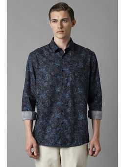 Louis Philippe - Men Black Slim Fit Print Full Sleeves Casual Shirt