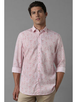 Louis Philippe - Men Pink Regular Fit Floral Print Full Sleeves Casual Shirt