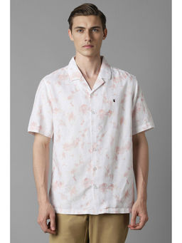 Louis Philippe - Men White Slim Fit Print Half Sleeves Casual Shirt