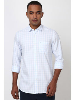 Peter England - Men Blue Slim Fit Checks Full Sleeves Shirt