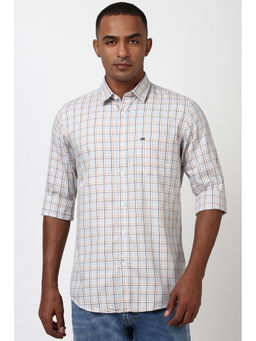 Peter England - Men Blue Slim Fit Checks Shirt