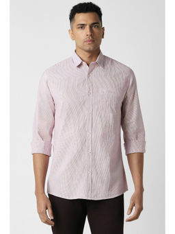 Peter England - Men Pink Slim Fit Stripes Shirt