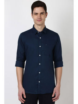 Peter England - Men Navy Blue Slim Fit Solid Shirt